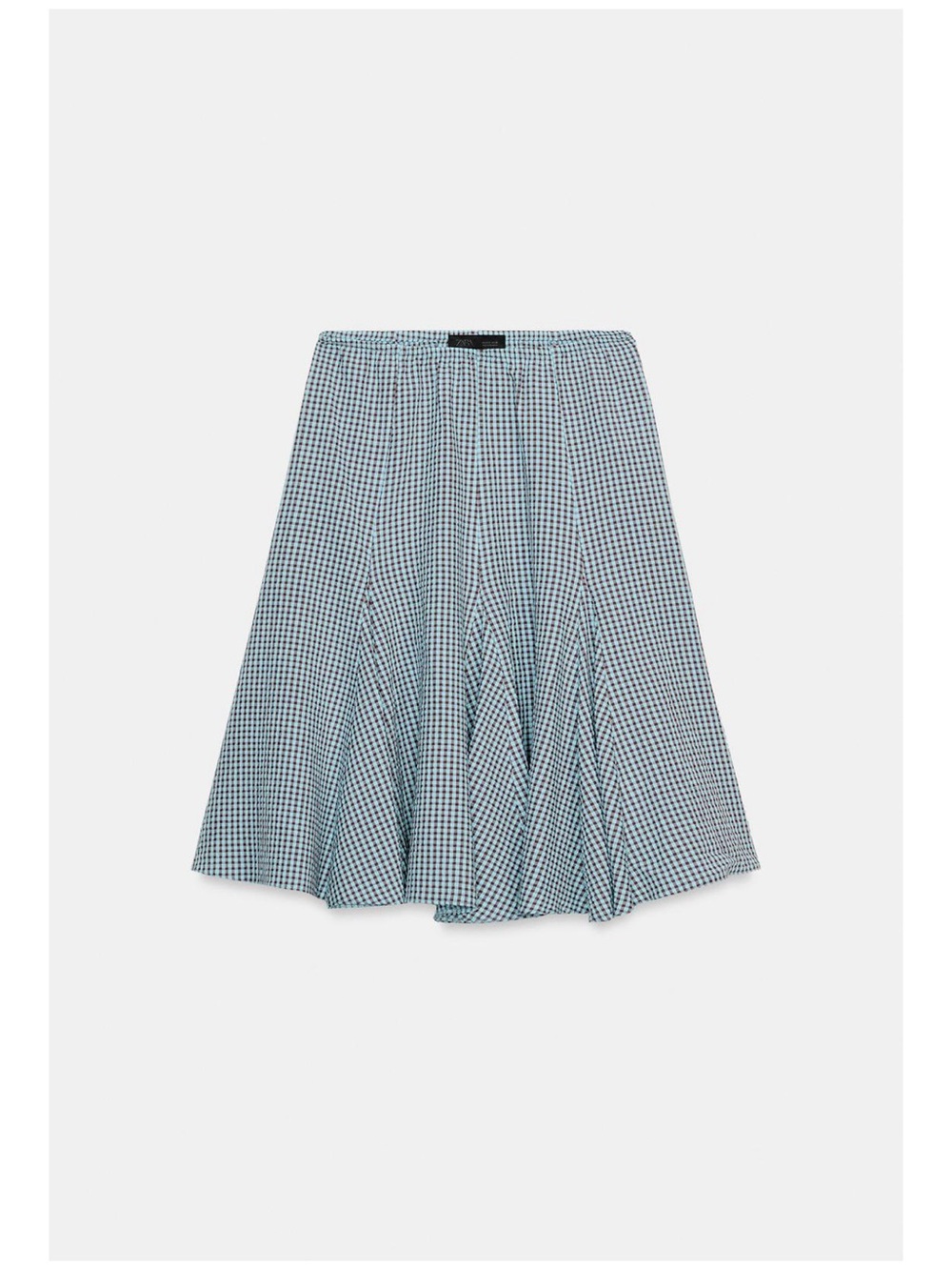 Zara Blue Gingham Godet Midi Skirt